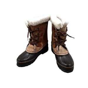 Sorel Alpine Boots Womens Size 6 Brown Leather Waterproof Snow Winter Boots